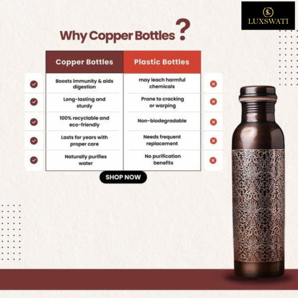 Antique Engraved Copper Bottle - Image 2