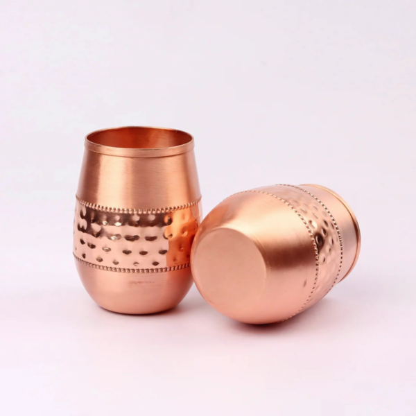 2 Dholak Shapes Half Hammered Copper Bottle - Image 3