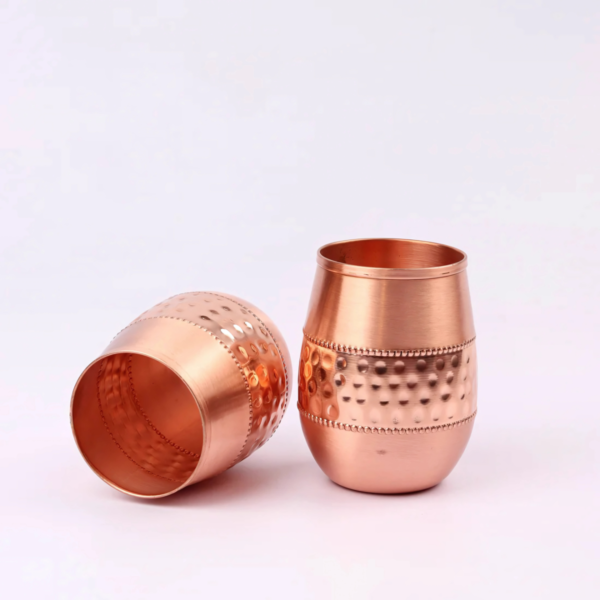 2 Dholak Shapes Half Hammered Copper Bottle