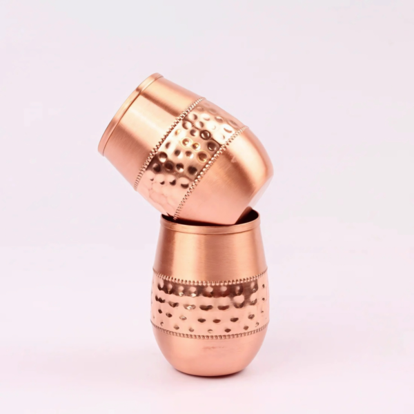 2 Dholak Shapes Half Hammered Copper Bottle - Image 4
