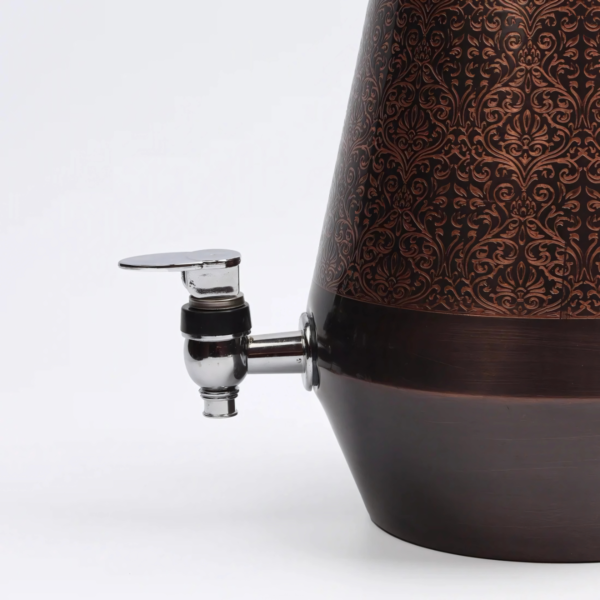 5L Antique Engraved Floral Print Copper Water Dispenser - Image 4