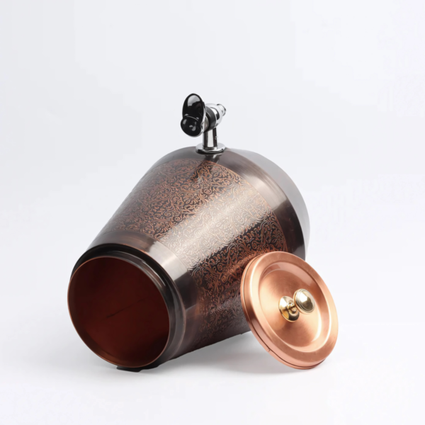 8L Antique Engraved Floral Print Copper Dispenser - Image 2