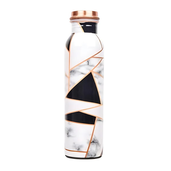 White Gold Marble Print Copper Bottle - Image 2