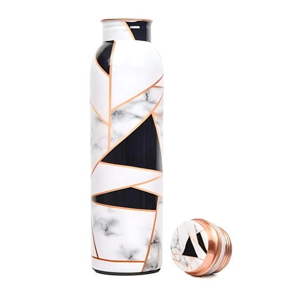 White Gold Marble Print Copper Bottle - Image 3