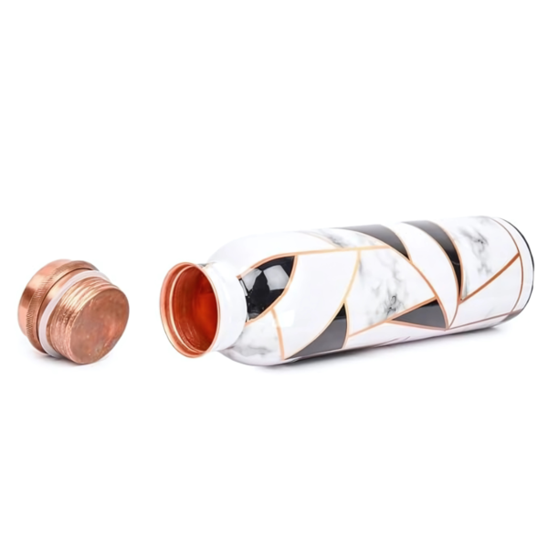 White Gold Marble Print Copper Bottle - Image 4